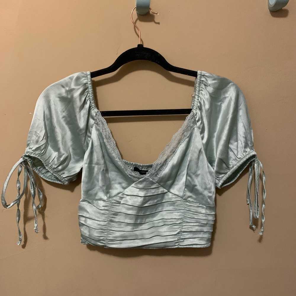 Lace Puff Sleeve Mint green blouse